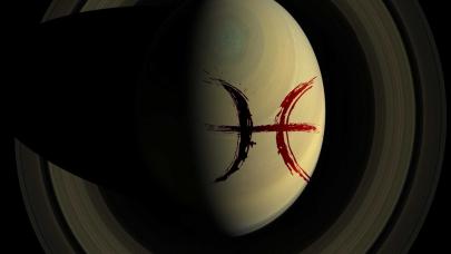 Tránsito de Saturno en Piscis (3): En las 12 Casas Imagen parcial de Saturno con el símbolo de Piscis sobreimpresionado