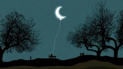 Las 4 fases de la Luna y sus campos cuánticos Ilustración de la Luna en cuarto menguante
