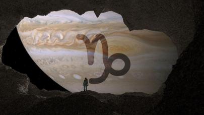 Tránsito de Júpiter en Capricornio Ilustración del planeta Júpiter con el signo de capricornio