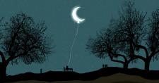 Las 4 fases de la Luna y sus campos cuánticos Ilustración de la Luna en cuarto menguante