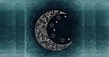 La Luna en las Casas Astrológicas Ilustración de la luna en cuarto menguante con estrellas