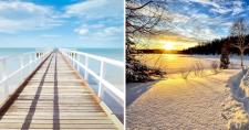 Solsticio de Verano e Invierno Muestra en dos imágenes el verano y el invierno
