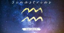 Sinastrías con Acuario Ilustración del signo Acuario con fondo cósmico